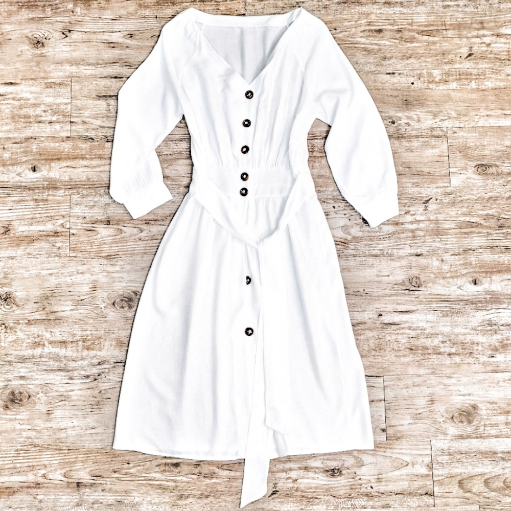 Restocked Lightweight White 100% Linen Dress - Picture 6 of 6